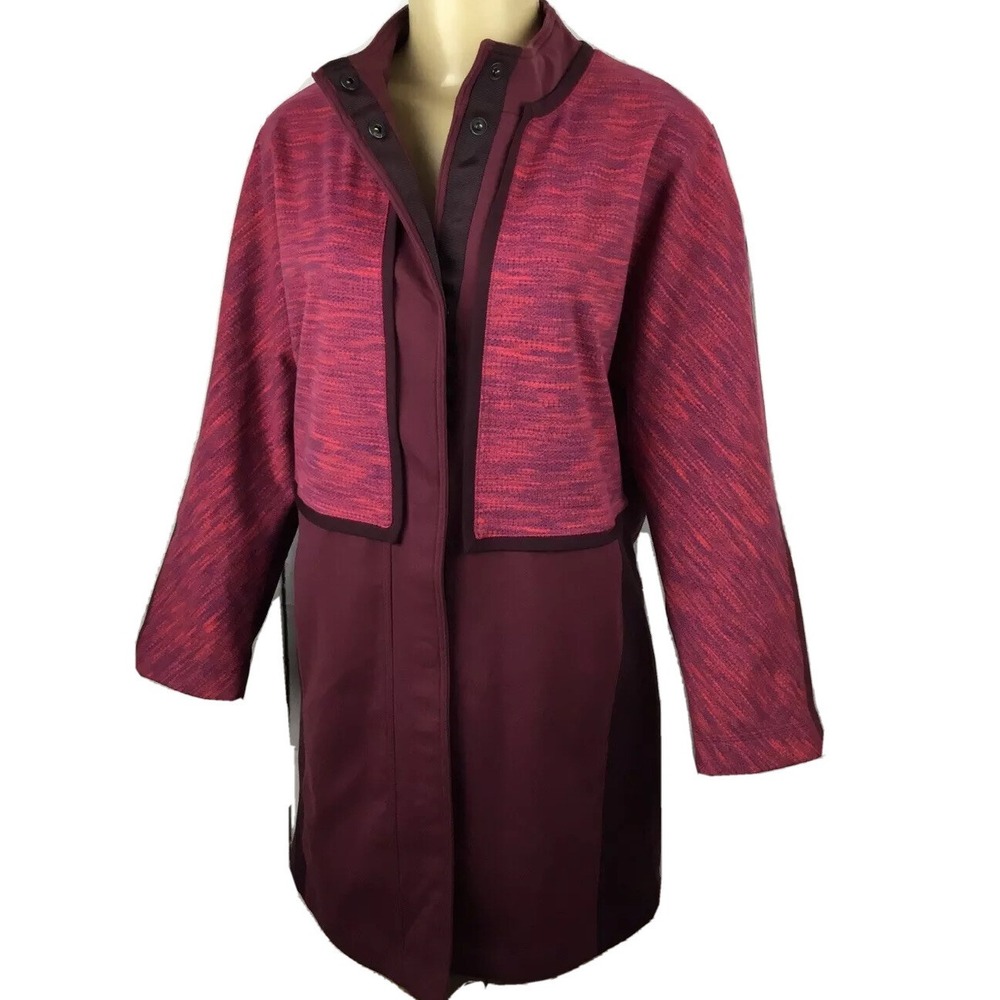 Lululemon Cocoon Car Coat Jacket Womens S Snap Front Marl‎ Berry Maroon